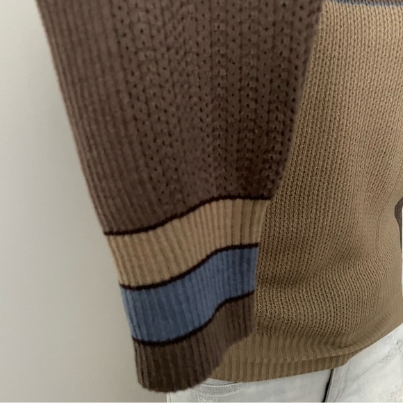 Vintage Kennington California Academia Vneck Knit Sweater Brown Tan Size Small - Picture 4 of 9